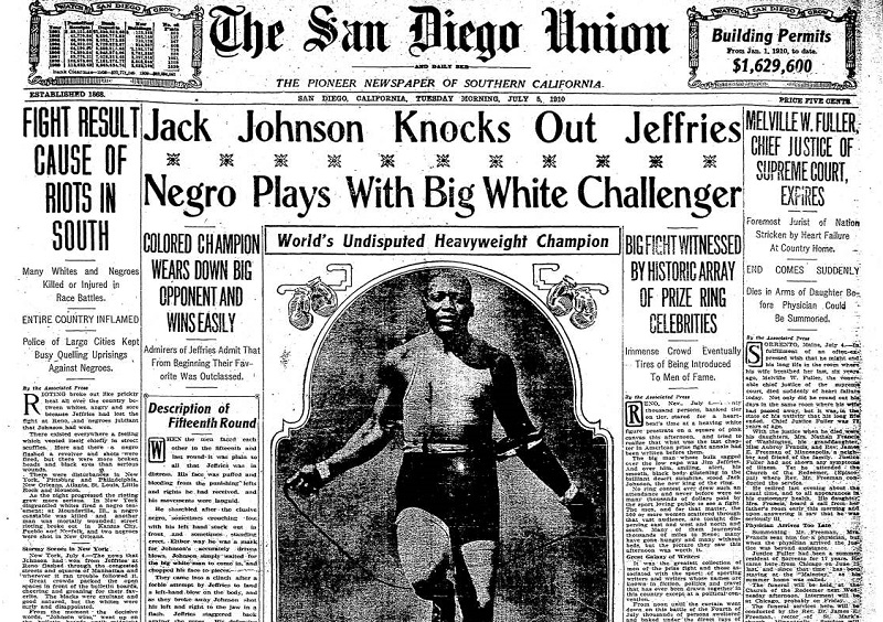 Johnson vs Jeffries front page 